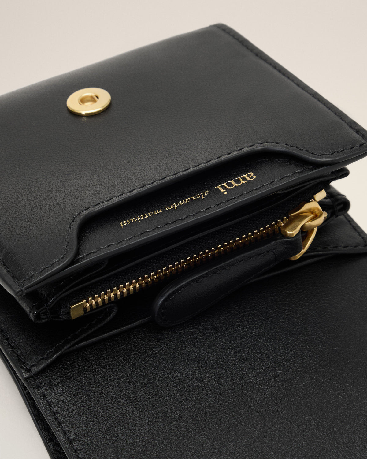 Black Paris Paris cowhide leather compact wallet - 6