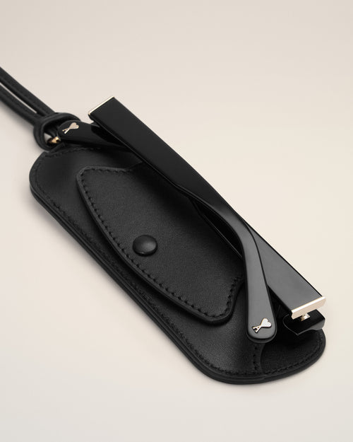 Black Mimi cow leather glasses case - Man - 5 - AMI Paris - Ami Paris