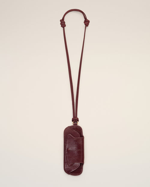 Etui à lunettes Mimi bordeaux en cuir de veau - Femme - 6 - AMI Paris - Ami Paris