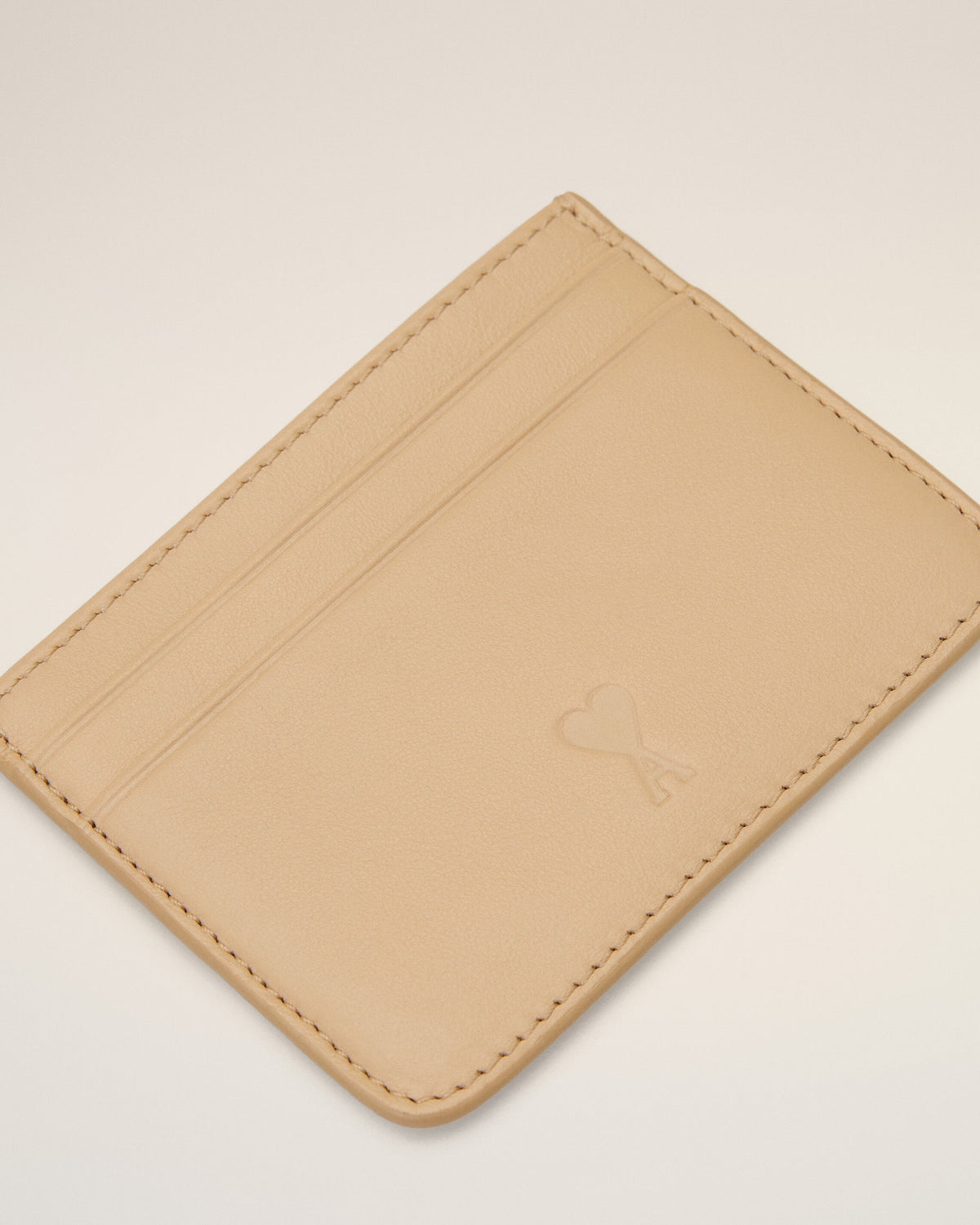 Porte-cartes beige en cuir de vachette Ami de Coeur - 3