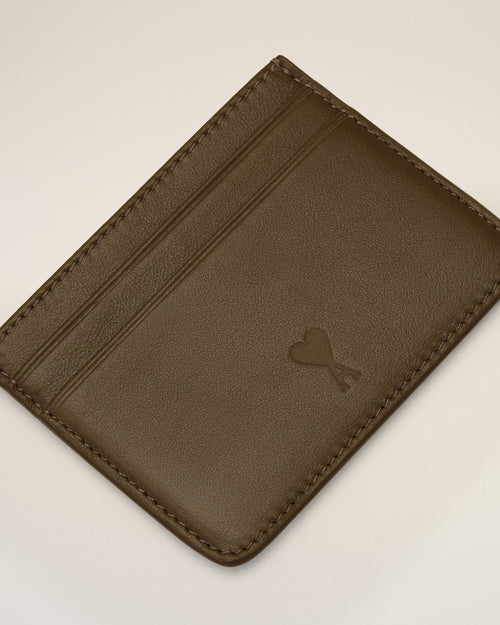 Porte-cartes marron en cuir de vachette Ami de Coeur - Homme - 3 - AMI Paris - Ami Paris