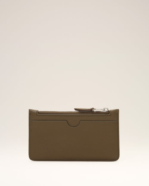 Brown zipped cowhide leather card holder with Ami de Coeur - Man - 2 - AMI Paris - Ami Paris