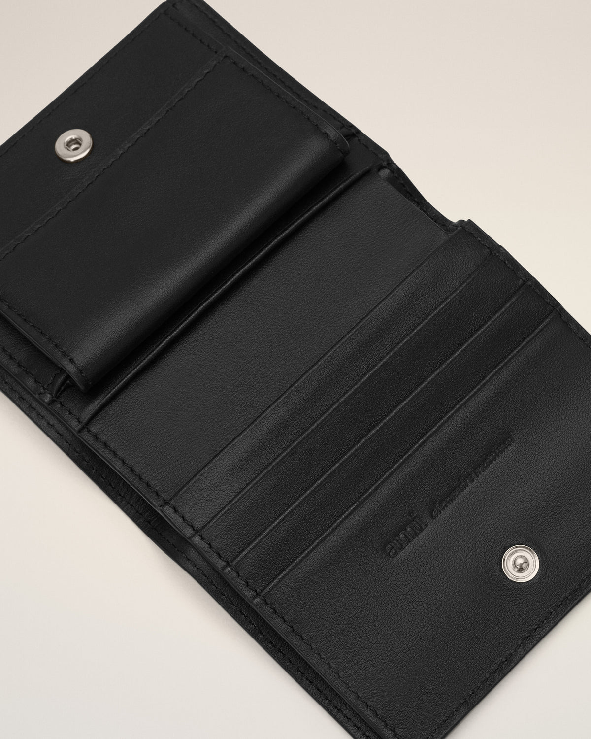 Cartera bifold Ami de Cœur de cuero de vaca negro - 3