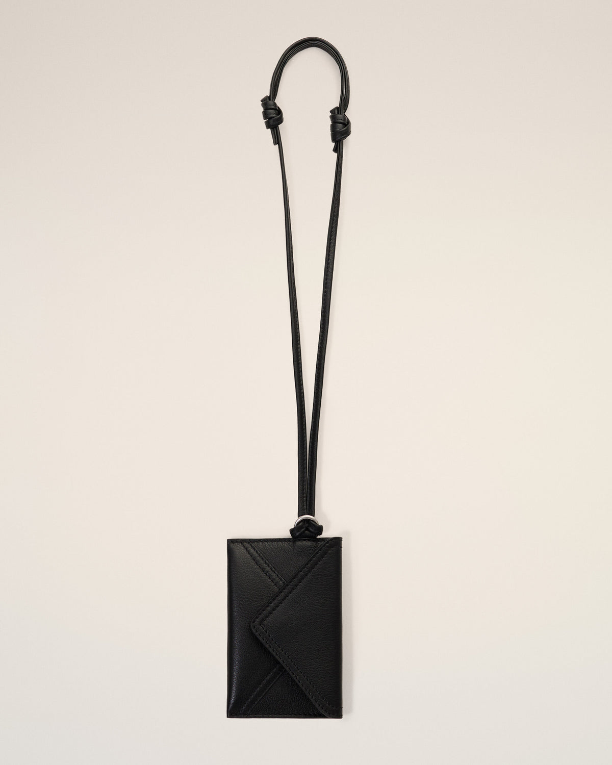 Black Etienne strap taurillon leather envelope card holder - 1