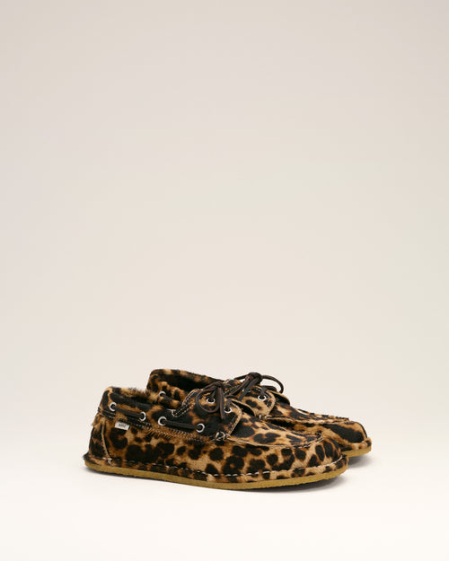 Scarpe da barca in pelle di vitello stampata leopardata - Donna - 10 - AMI Paris - Ami Paris