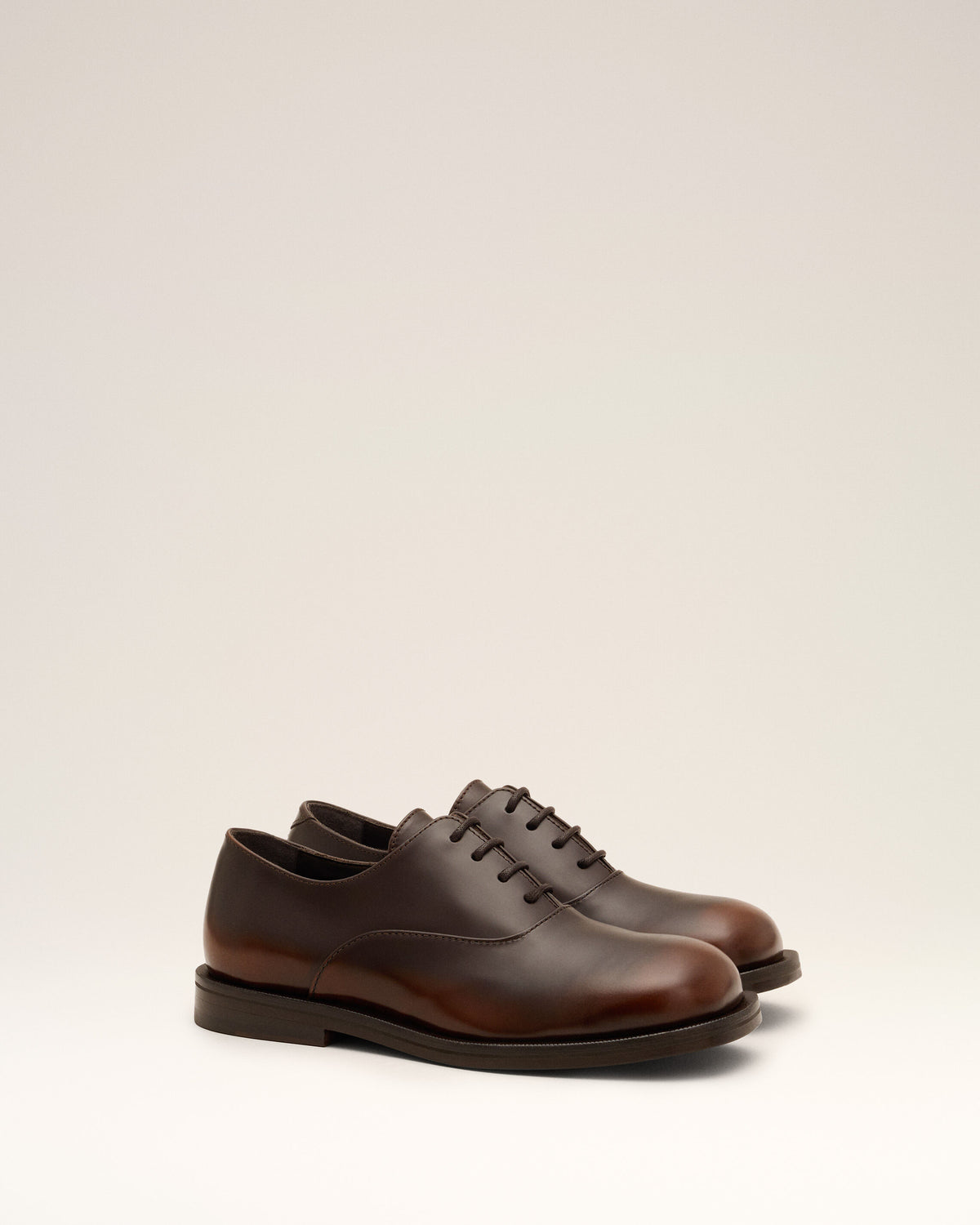 Brown cow leather oxford shoes - 8