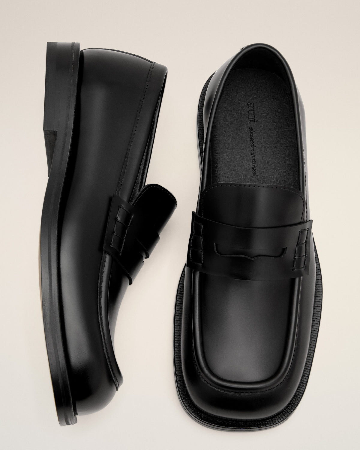 Black cow leather loafers - 5