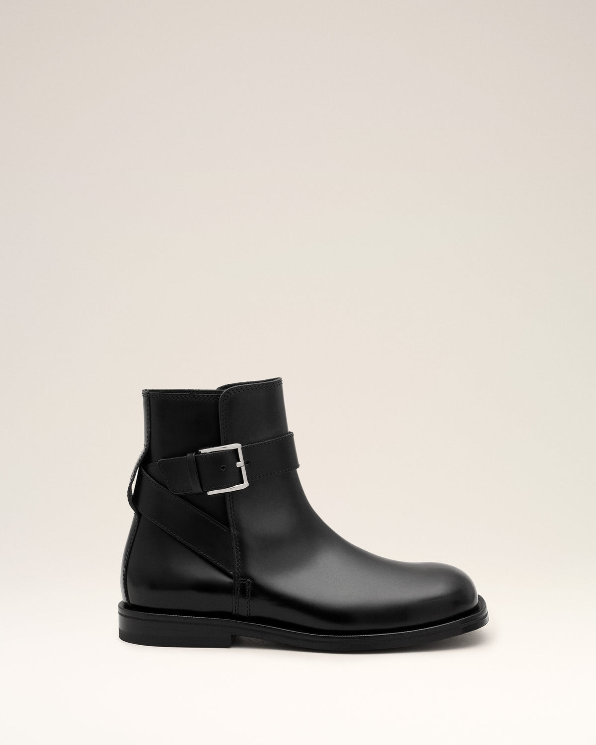 Black buckle cow leather boots - 6