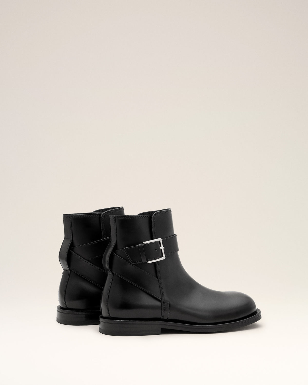 Black buckle cow leather boots - 9