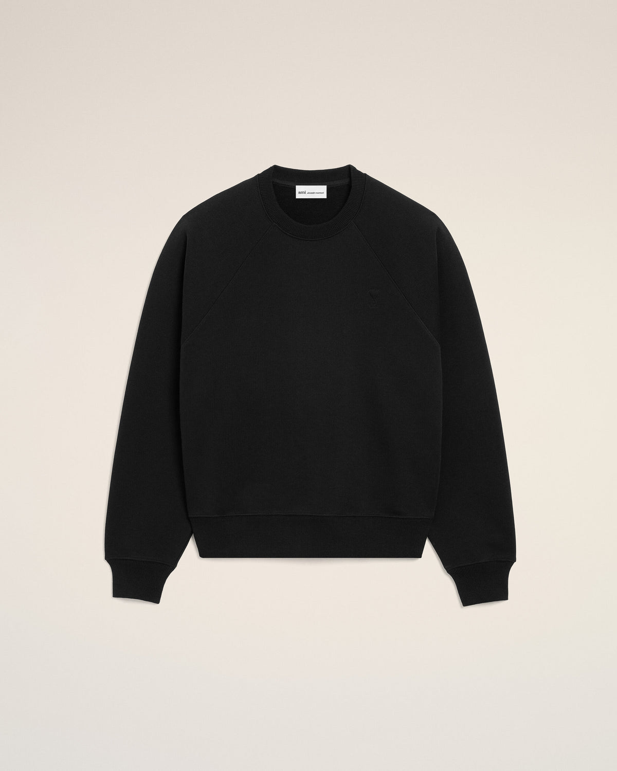 Black Cotton Sweatshirt with Embossed Ami De Coeur  - 1