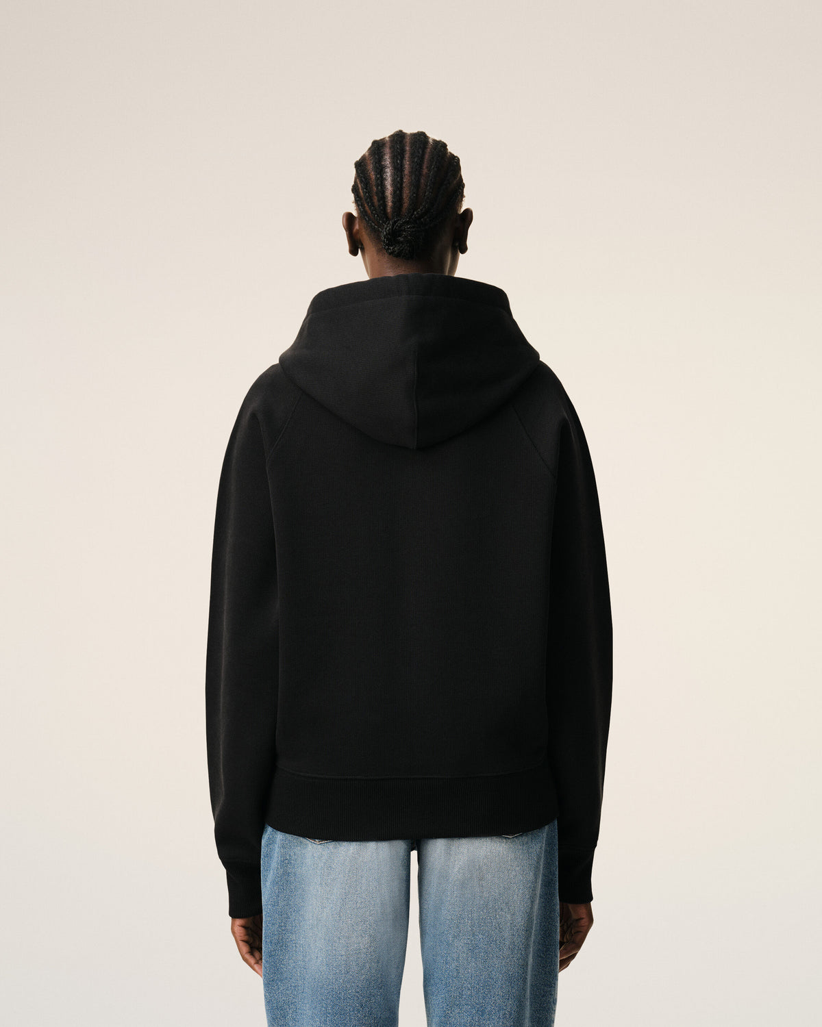 Black Zipped Cotton Hoodie with Embossed Ami De Coeur  - 11
