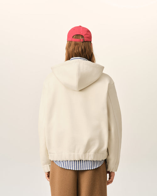 Hoodie blanc zippé en coton étiquette héritage Ami Paris - Homme - 5 - AMI Paris - Ami Paris