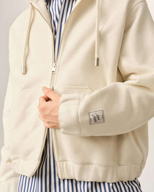 Hoodie blanc zippé en coton étiquette héritage Ami Paris - Homme - 4 - AMI Paris - Ami Paris