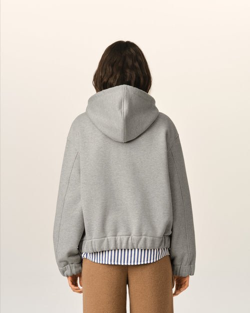 Grauer Hoodie aus Baumwolle mit Reißverschluss und Heritage Ami Paris Etikett - Damen - 11 - AMI Paris - Ami Paris