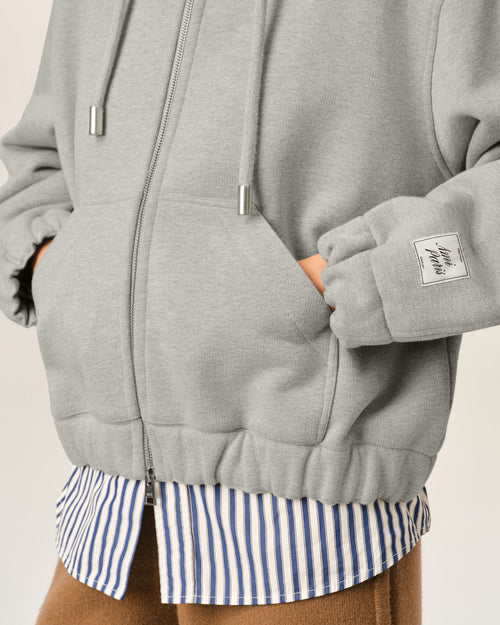 Grauer Hoodie aus Baumwolle mit Reißverschluss und Heritage Ami Paris Etikett - Damen - 10 - AMI Paris - Ami Paris