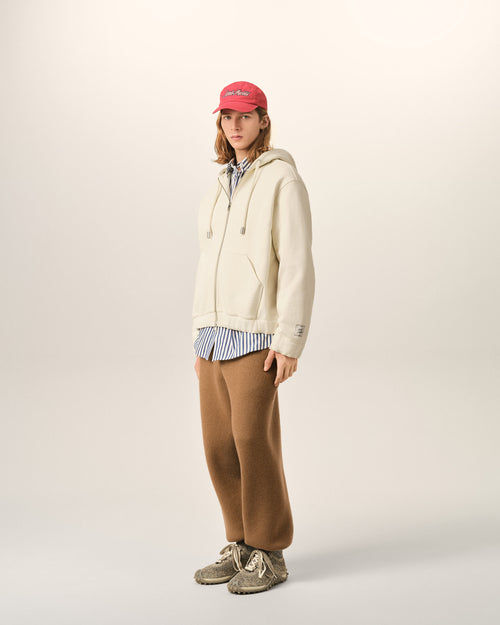 Hoodie blanc zippé en coton étiquette héritage Ami Paris - Homme - 6 - AMI Paris - Ami Paris