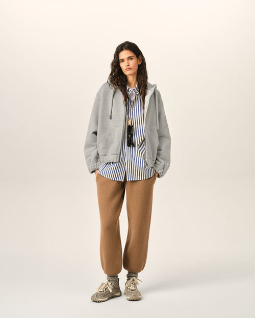 Grauer Hoodie aus Baumwolle mit Reißverschluss und Heritage Ami Paris Etikett - Damen - 9 - AMI Paris - Ami Paris