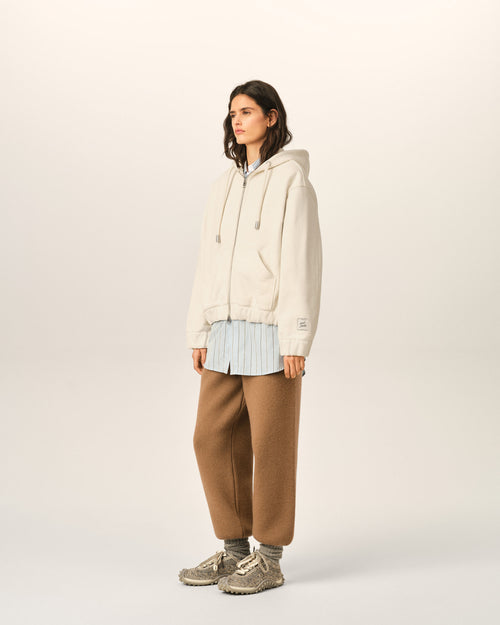 Hoodie blanc zippé en coton étiquette héritage Ami Paris - Femme - 13 - AMI Paris - Ami Paris