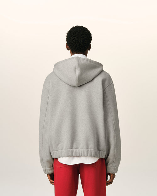 Grauer Hoodie aus Baumwolle mit Reißverschluss und Heritage Ami Paris Etikett - Herren - 5 - AMI Paris - Ami Paris