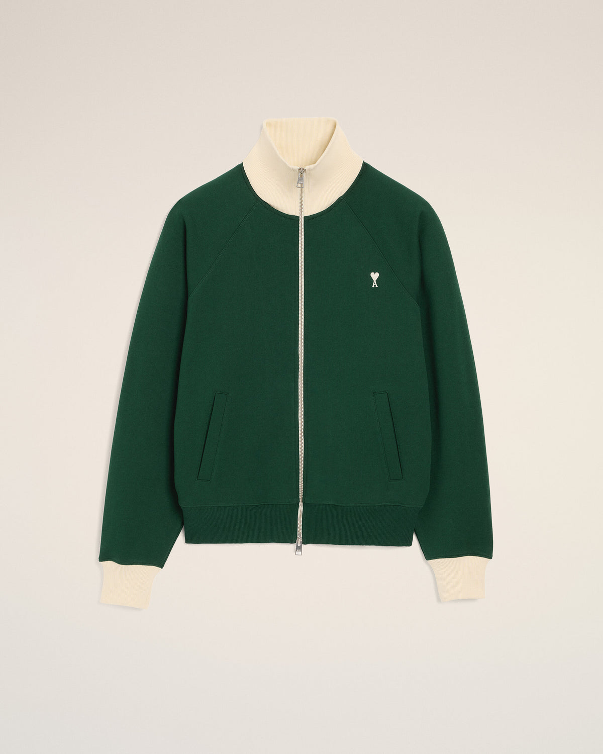 Green zipped cotton sweatshirt with Ami de Coeur - 1