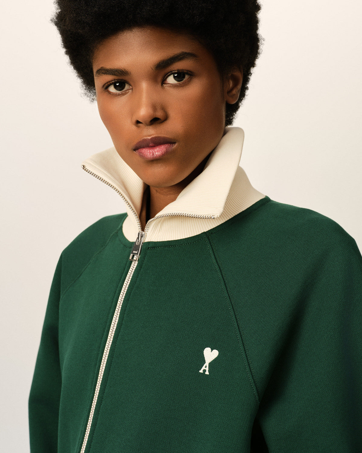 Green zipped cotton sweatshirt with Ami de Coeur - 10