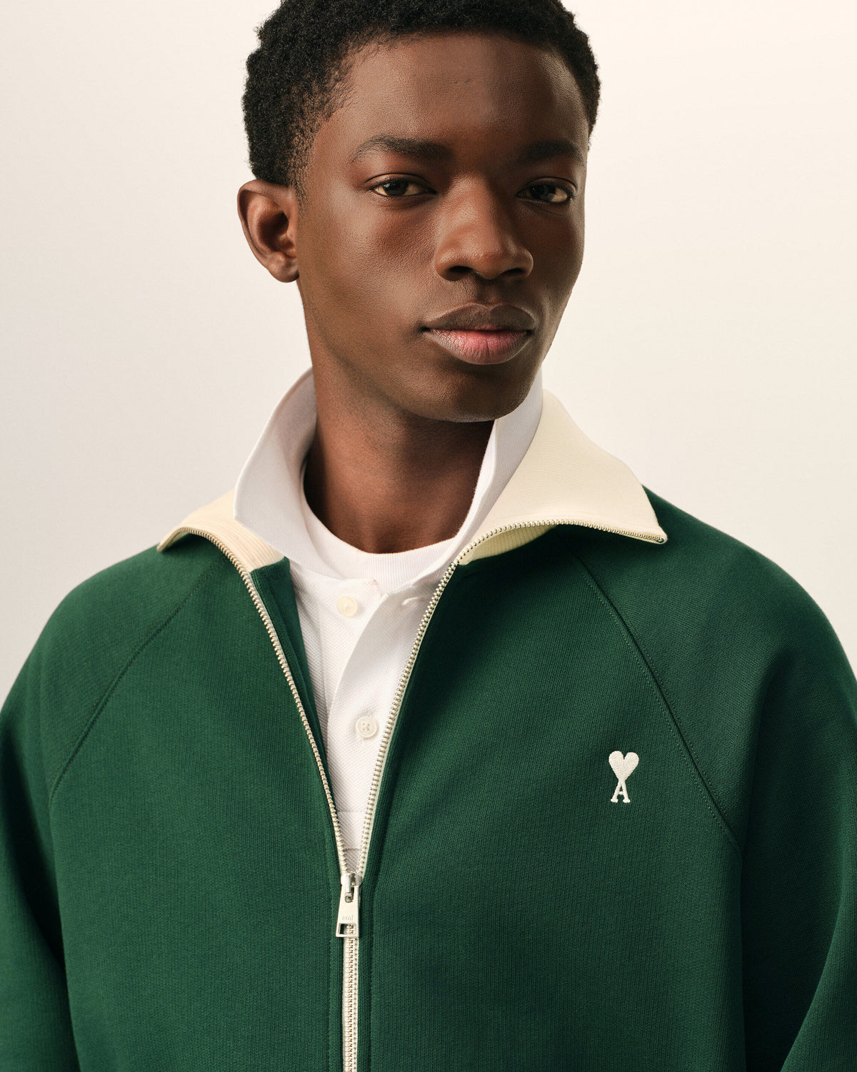 Green zipped cotton sweatshirt with Ami de Coeur - 4