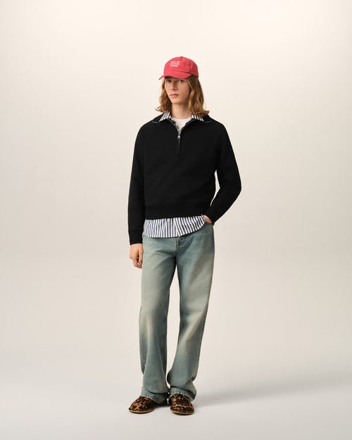 Sweatshirt noir zippé en coton Ami de Coeur embossé - Homme - 3 - AMI Paris - Ami Paris