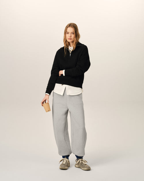 Sweatshirt noir zippé en coton Ami de Coeur embossé - Femme - 9 - AMI Paris - Ami Paris