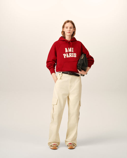 Red cotton hoodie with Ami Paris embroidery - Woman - 10 - AMI Paris - Ami Paris