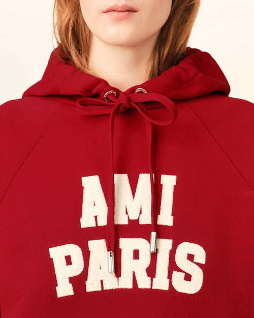 Red cotton hoodie with Ami Paris embroidery - Woman - 11 - AMI Paris - Ami Paris
