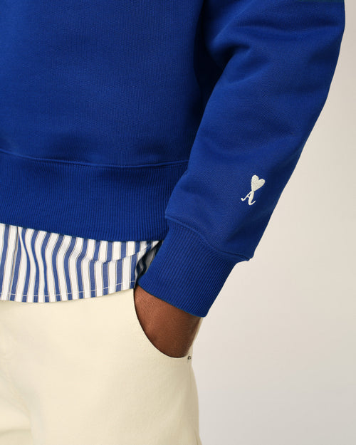 Sweatshirt zippé bleu en coton "Thank you for being a friend" - Homme - 4 - AMI Paris - Ami Paris