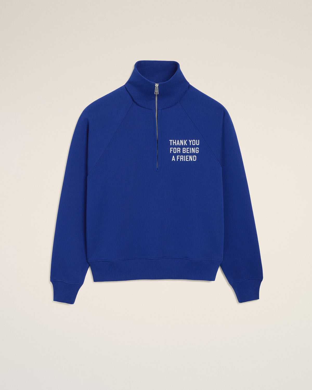 Sweatshirt zippé bleu en coton "Thank you for being a friend" - 7