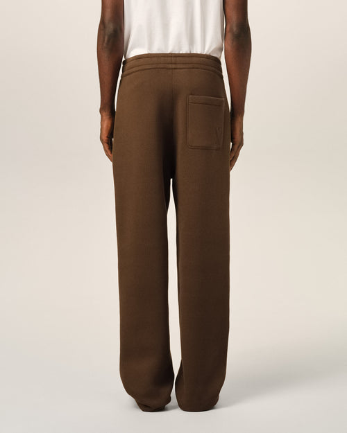Pantaloni jogger in cotone marrone con Ami de Coeur goffrato - Uomo - 4 - AMI Paris - Ami Paris