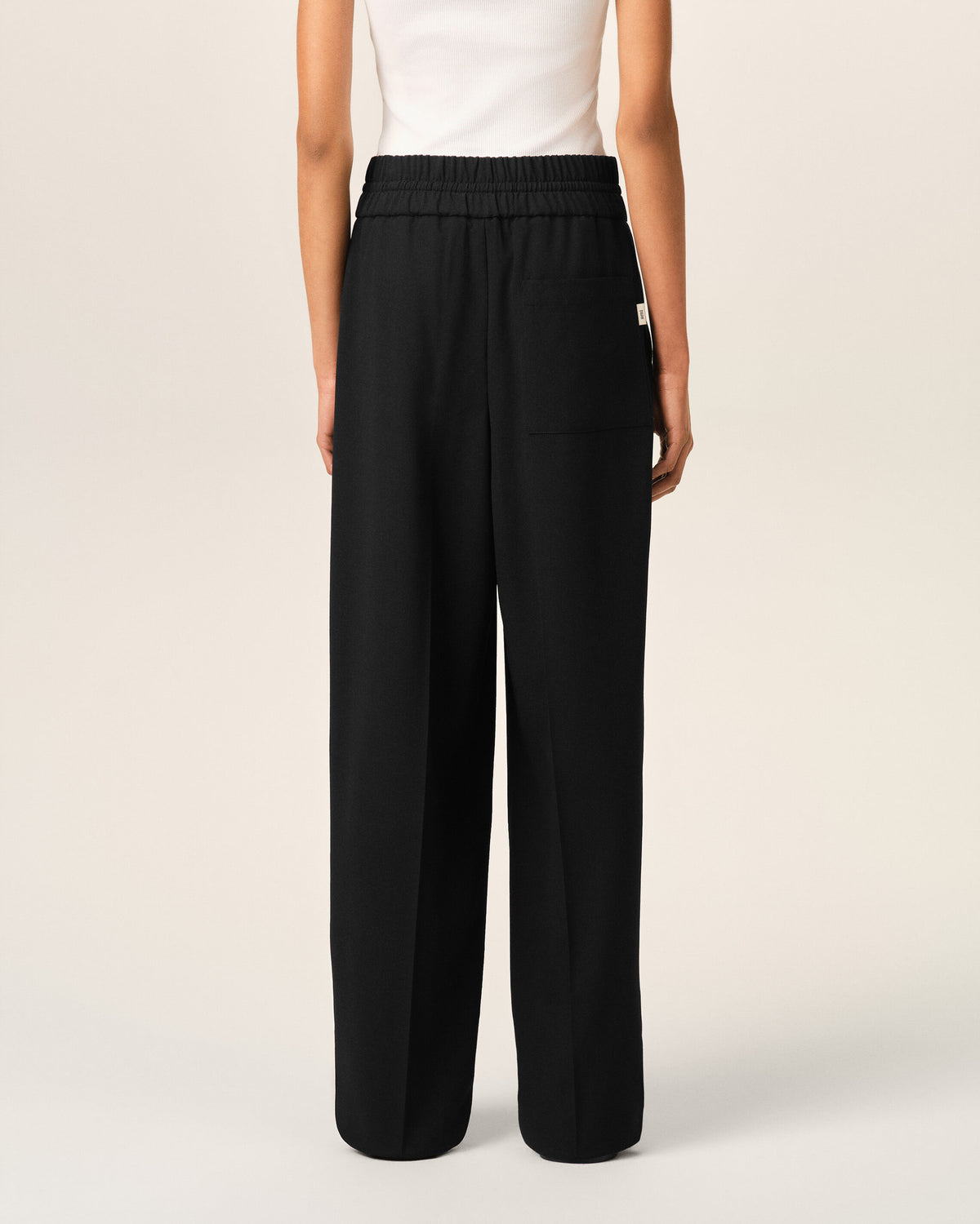 Pantaloni in lana nera con vita elasticizzata - 10