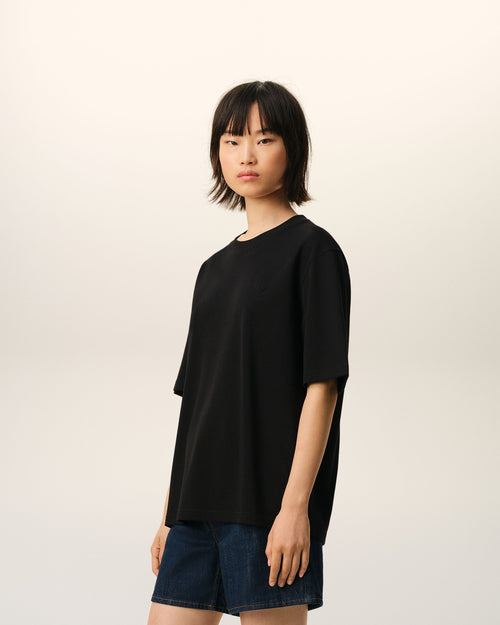 Ami de Coeur T-Shirt aus schwarzer Baumwolle mit Prägung - Damen - 12 - AMI Paris - Ami Paris