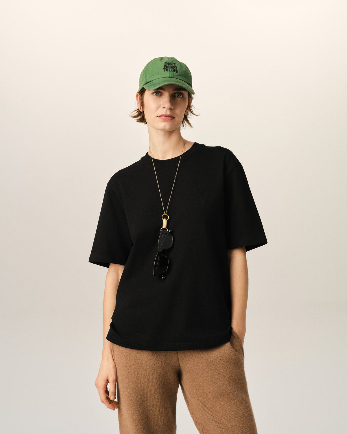 T-shirt noir en coton Ami de Coeur embossé - 8