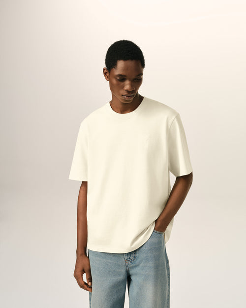 White cotton t-shirt with embossed Ami de Coeur - 2 - Ami Paris