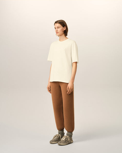 Camiseta blanca de algodón Ami de Cœur en relieve - Mujer - 12 - AMI Paris - Ami Paris