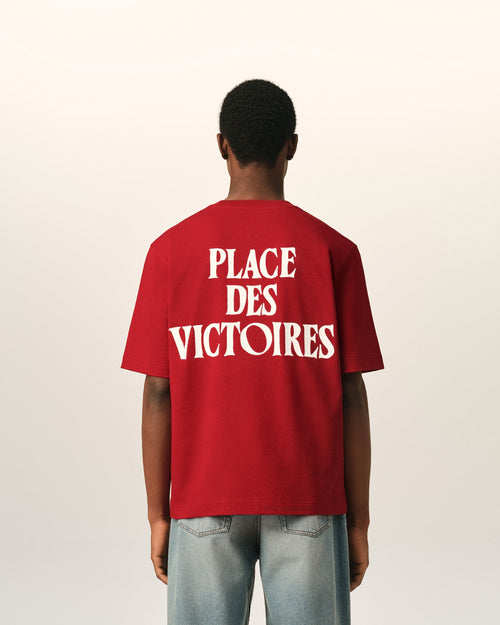 T-shirt in cotone rosso stampato "Place des Victoires" - Uomo - 6 - AMI Paris - Ami Paris