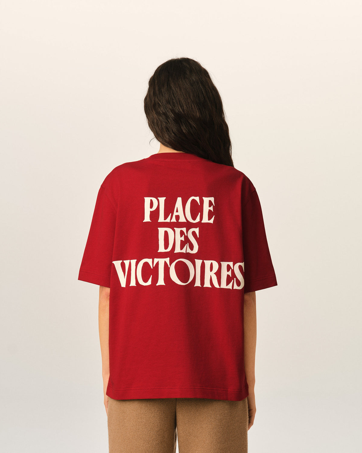 T-shirt in cotone rosso stampato "Place des Victoires" - 13