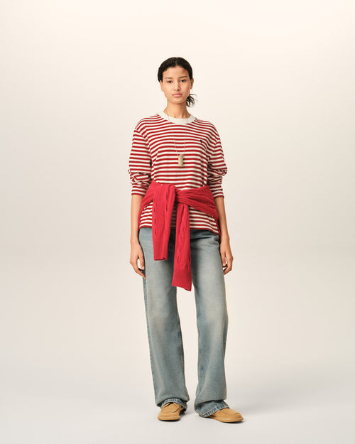 Camiseta marinera Ami de Cœur de algodón roja y blanca - Mujer - 10 - AMI Paris - Ami Paris
