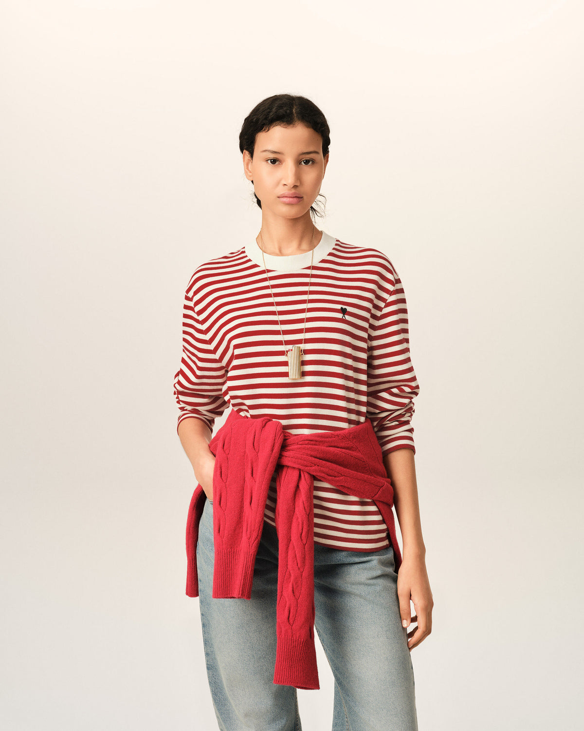 Camiseta marinera Ami de Cœur de algodón roja y blanca - 9