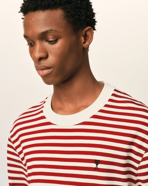 Camiseta marinera Ami de Cœur de algodón roja y blanca - Hombre - 4 - AMI Paris - Ami Paris