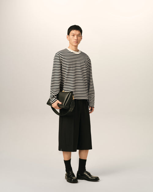 Black and white mariniere cotton t-shirt with Ami de Coeur - Man - 3 - AMI Paris - Ami Paris