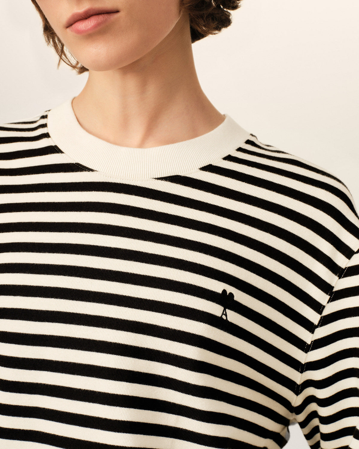 Black and white mariniere cotton t-shirt with Ami de Coeur - 10
