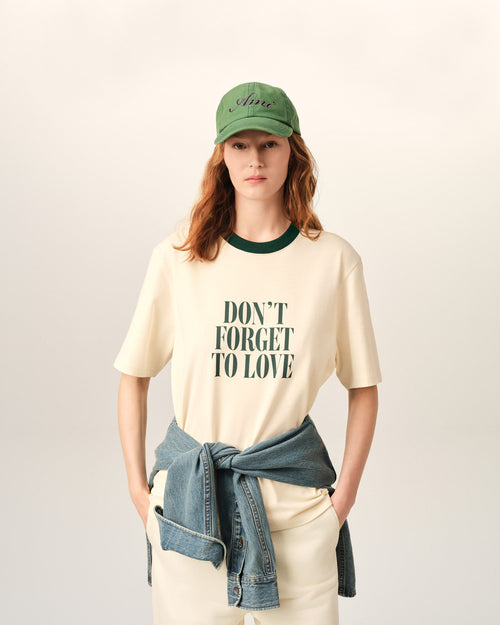 Camiseta de algodón crudo estampada "Don't forget to love" - 4 - Ami Paris