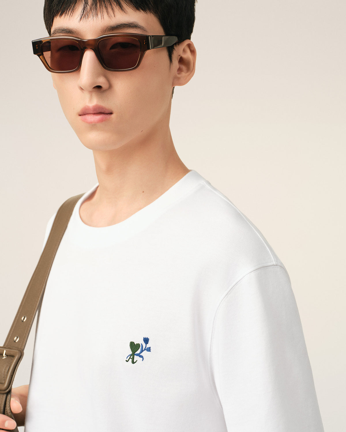 White cotton t-shirt with Ami de Coeur tulip - 4