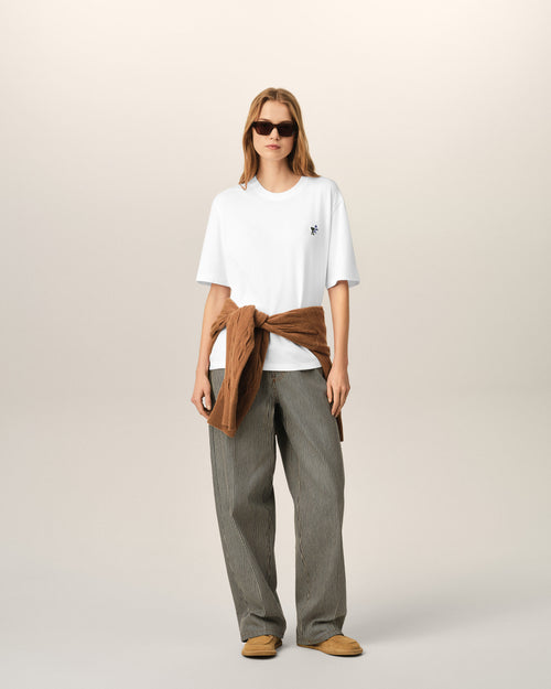 White cotton t-shirt with Ami de Coeur tulip - Woman - 9 - AMI Paris - Ami Paris
