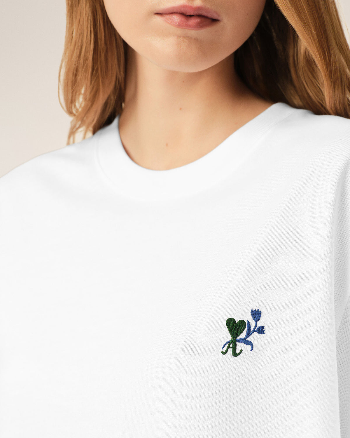 White cotton t-shirt with Ami de Coeur tulip - 10