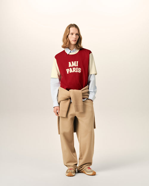 T-shirt rouge en coton broderie Ami Paris - Homme - 3 - AMI Paris - Ami Paris